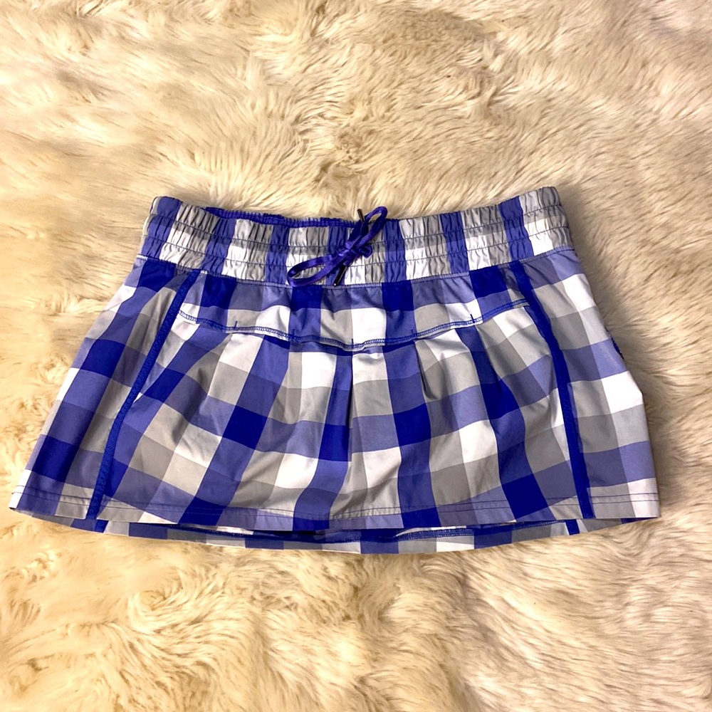 lululemon athletica Blue and White Plaid Mini Skirt